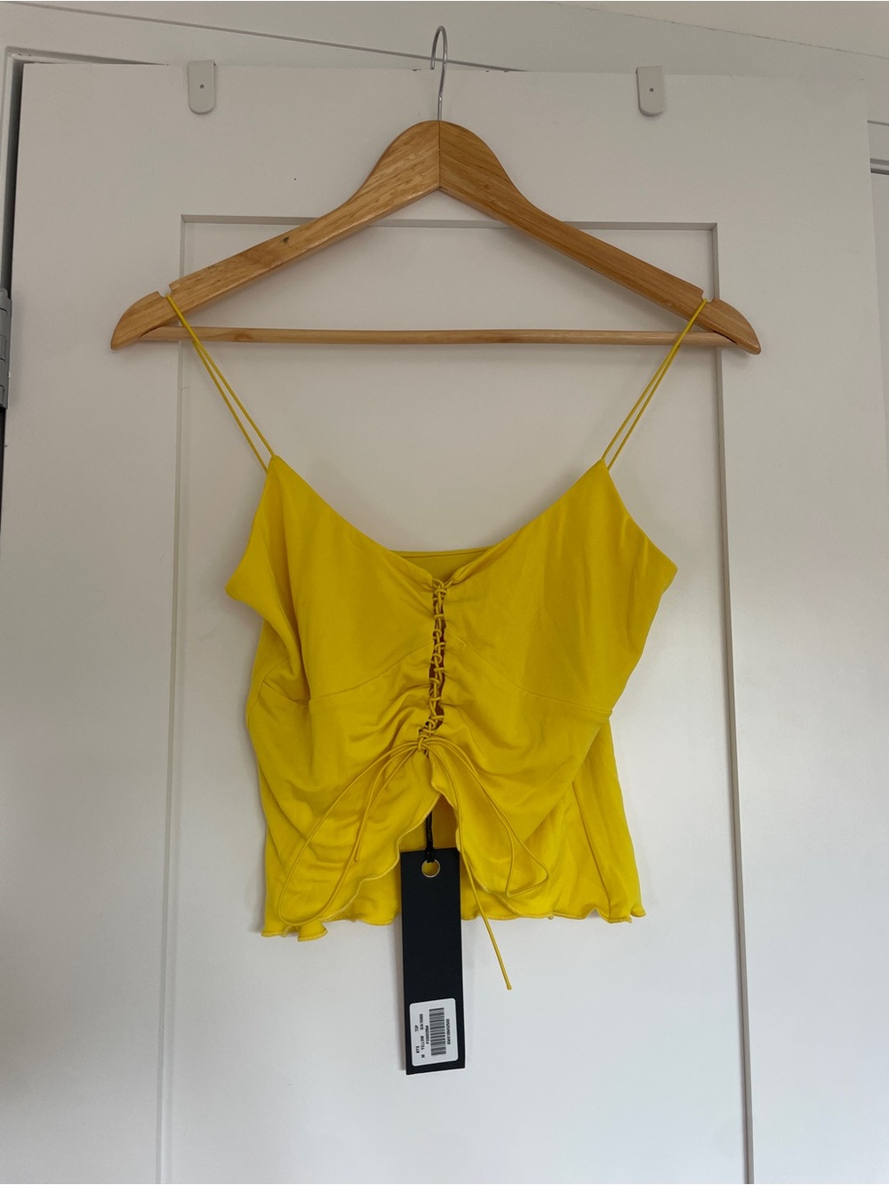 I.AM.GIA Yellow Ruched Lace Front Cami Top